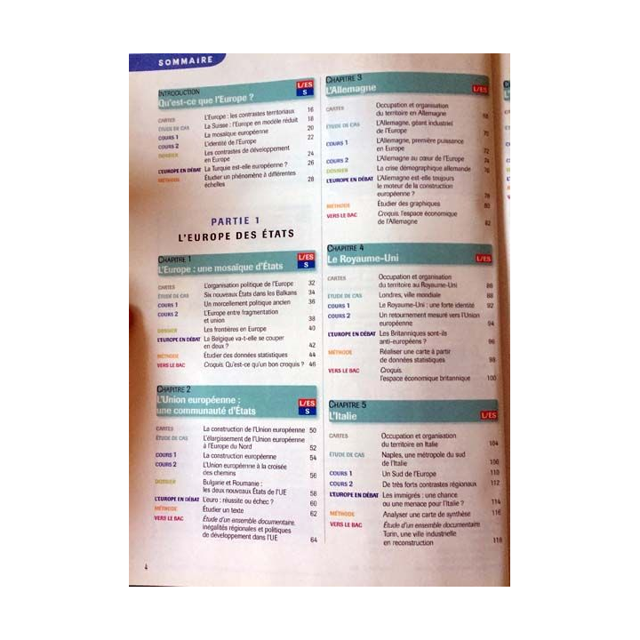 1. Géographie L'Europe, la France 1re L/ES/S éditions 2007 aux éditions Nathan
