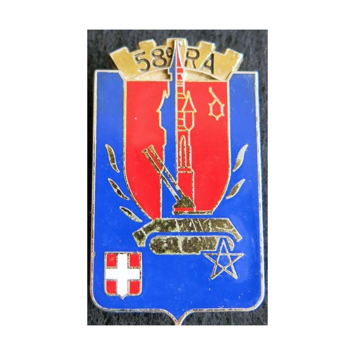 58° régiment d'Artillerie de fabrication Delsart G. 2240 grenu doré