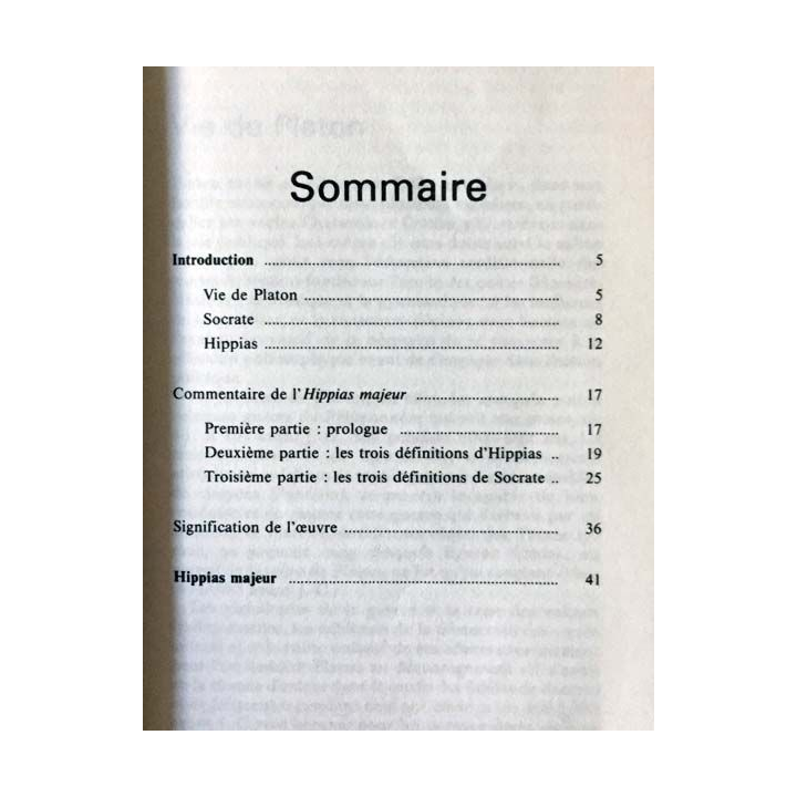 1. Hippias majeur (sur le beau) Platon de Jean Lacoste aux éditions Hatier