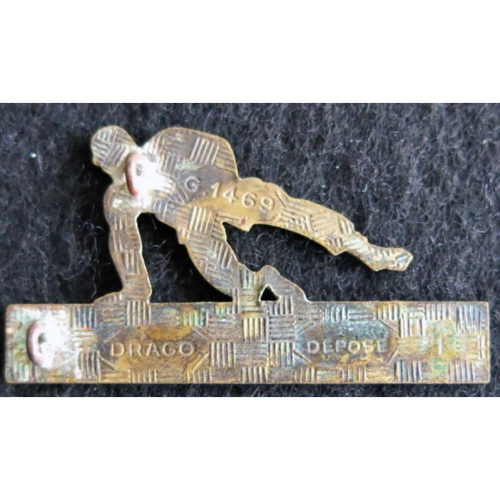 brevet sportif militaire Drago Déposé G. 1469 dos guilloché bronze