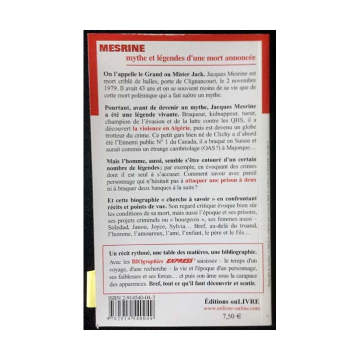 1. Biographies express - Mesrine mythe et légendes d'une mort annoncée de Jean-Marc Simon aux éditions onLivre