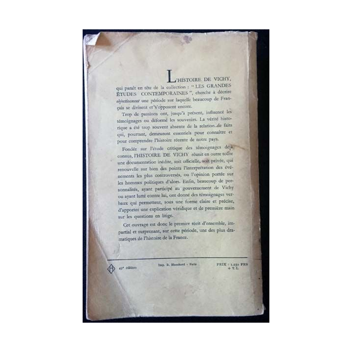 1. Histoire de Vichy 1940 - 1944 de Robert Aron aux éditions Librairie Arthème Fayard