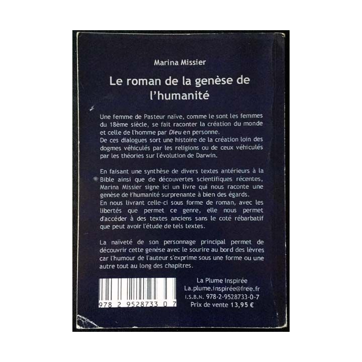 1. Le roman de la genèse de l'humanité de Marina Missier aux éditions La Plume Inspirée