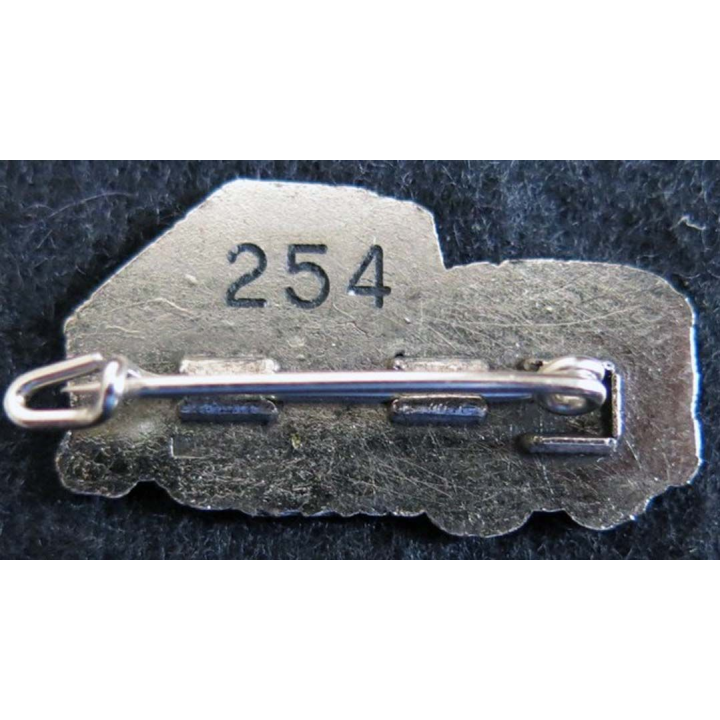 VTL argenté 34X18 mm Matriculé N° 254 épingle sertie