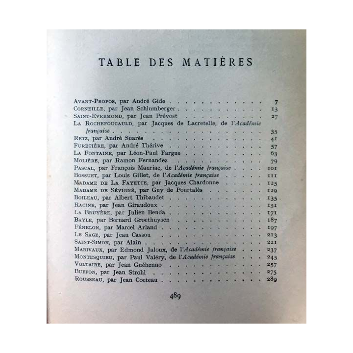1. Tableau de la littérature française de Corneille à Chénier aux éditions Gallimard
