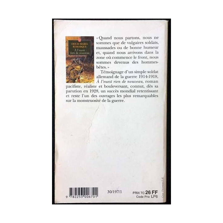 1. A l'ouest rien de nouveau de Erich Maria Remarque aux éditions Stock