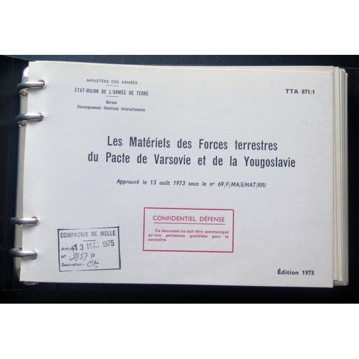 TTA 871/1 matériels Forces terrestres pacte Varsovie Yougoslavie 1973