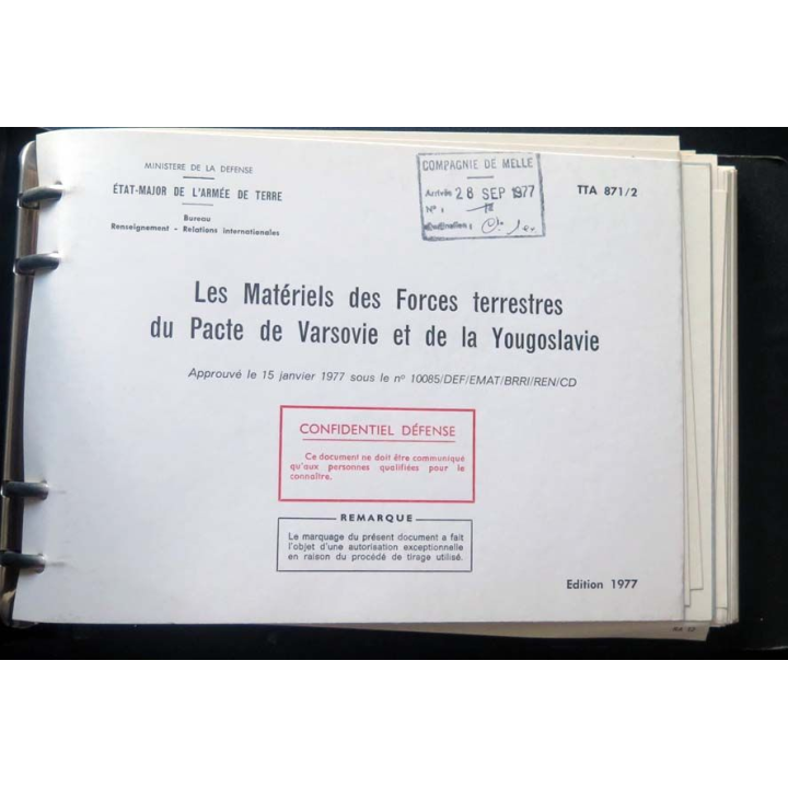 TTA 871/2 matériels Forces terrestres pacte Varsovie Yougoslavie 1977