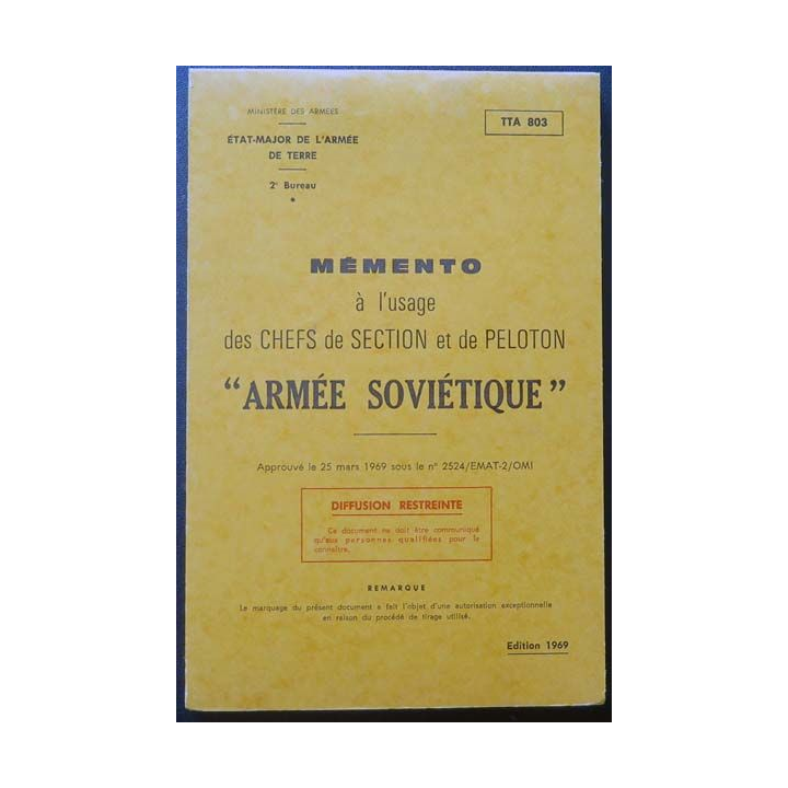 TTA 803 mémento usage chefs section peloton "Armée soviétique" 1969
