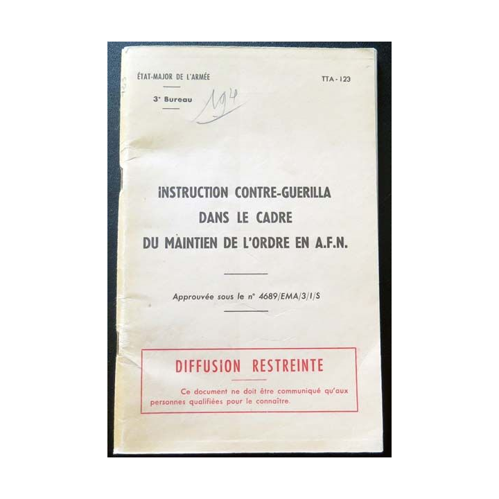 TTA 123 instruction contre-guérilla maintien de l'ordre AFN 3° bureau