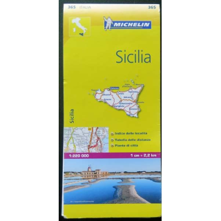 SICILIA : carte michelin de la Sicile 1cm pour 2,2 km