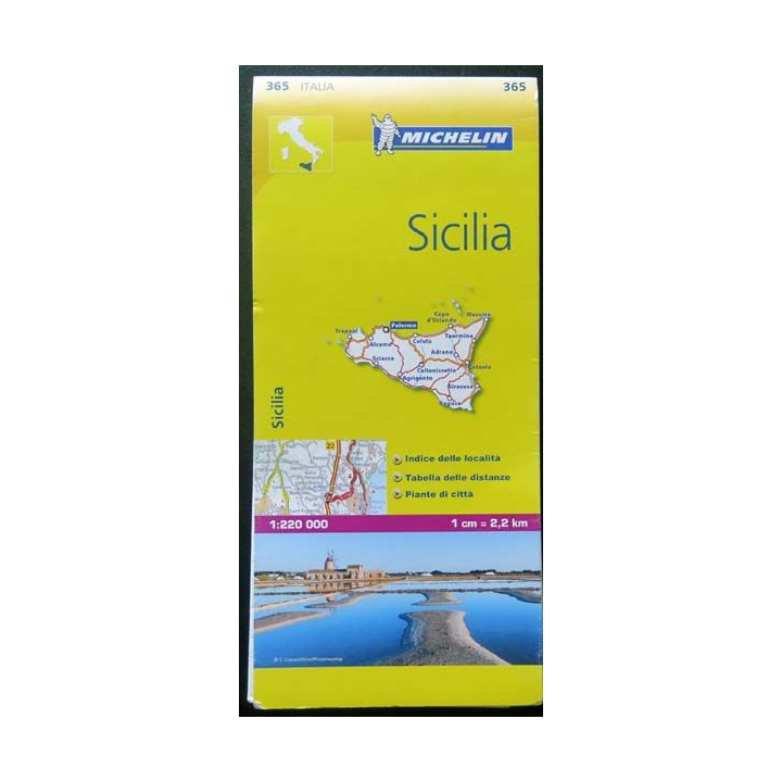 SICILIA : carte michelin de la Sicile 1cm pour 2,2 km