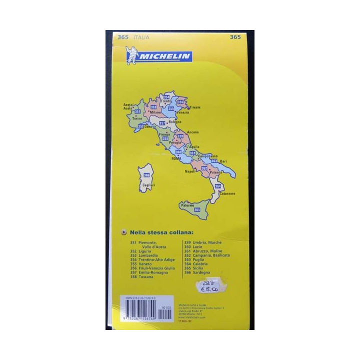 SICILIA : carte michelin de la Sicile 1cm pour 2,2 km