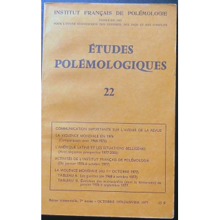 Etudes polémologiques N° 22 octobre 1976 janvier 1977