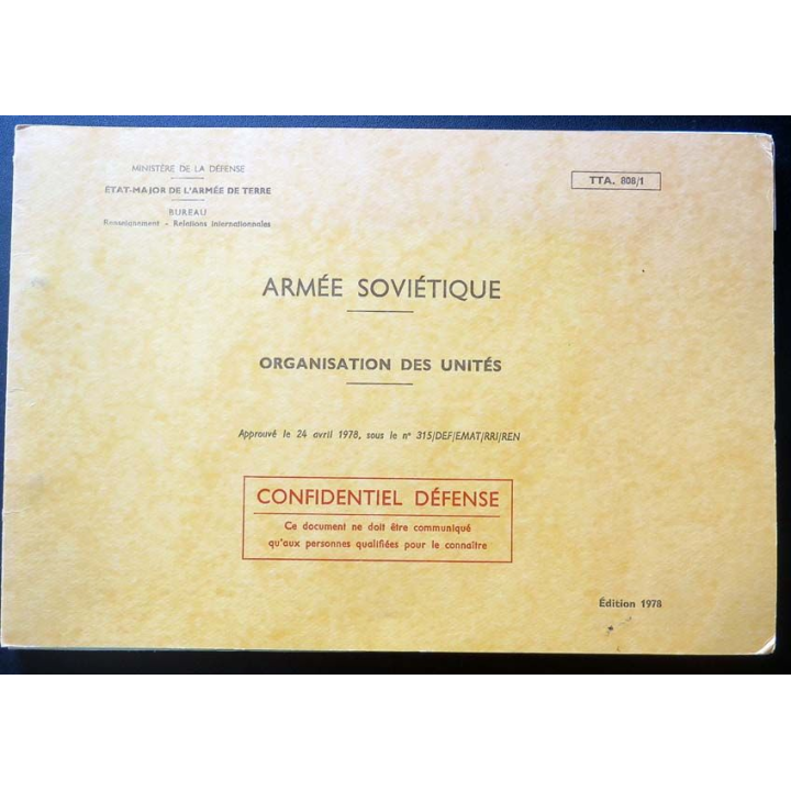TTA 808 / 1 : Armée Soviétique organisation des unités 1978