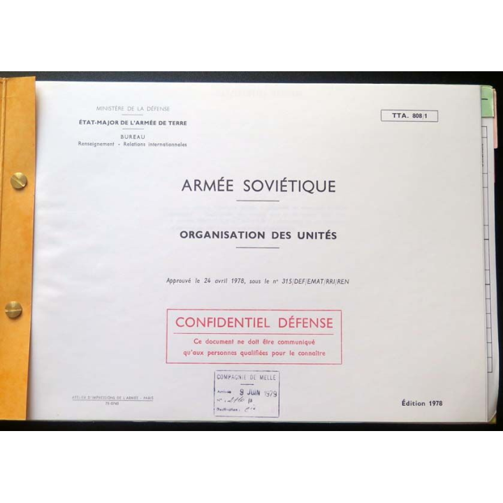 TTA 808 / 1 : Armée Soviétique organisation des unités 1978