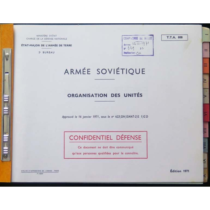 TTA 808 / 1 : Armée Soviétique organisation des unités 1978 (C151)