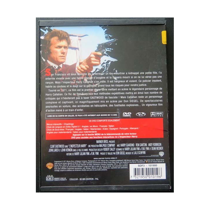 DVD intitulé " L'inspecteur Harry " film avec Clint Eastwood