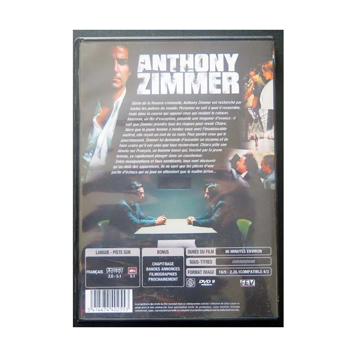 DVD " Anthony Zimmer " film avec Sophie Marceau et Yvan Attal