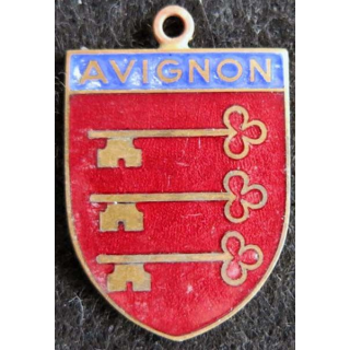 blason en émail de la ville d'Avignon 23X34 mm avec anneau 