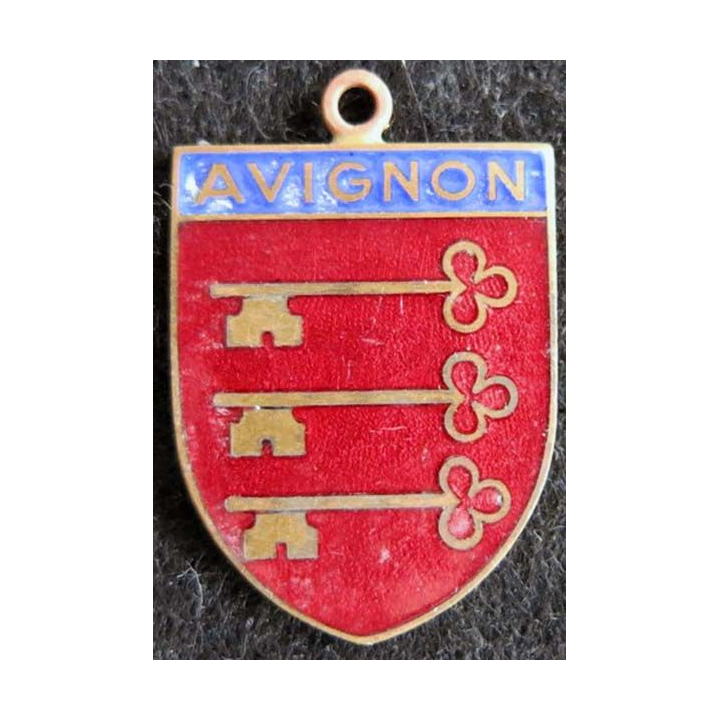 blason en émail de la ville d'Avignon 23X34 mm avec anneau 