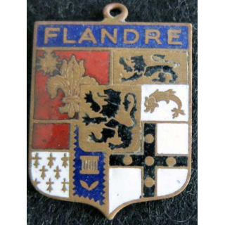 ancien blason en émail de la Flandre française 24X33 mm 