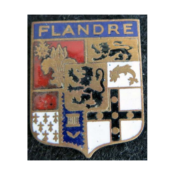 ancien blason en émail de la Flandre française 24X31 mm 
