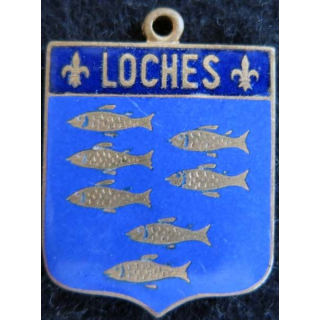 blason en émail de la ville de Loches 22X30 mm avec anneau 