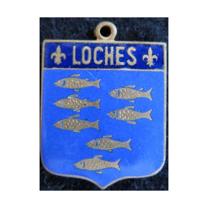 blason en émail de la ville de Loches 22X30 mm avec anneau 