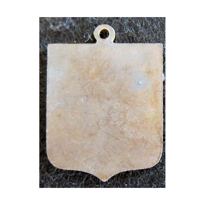 blason en  métal cuivré de Saint Chrisophe 22X30 mm avec anneau de suspension 