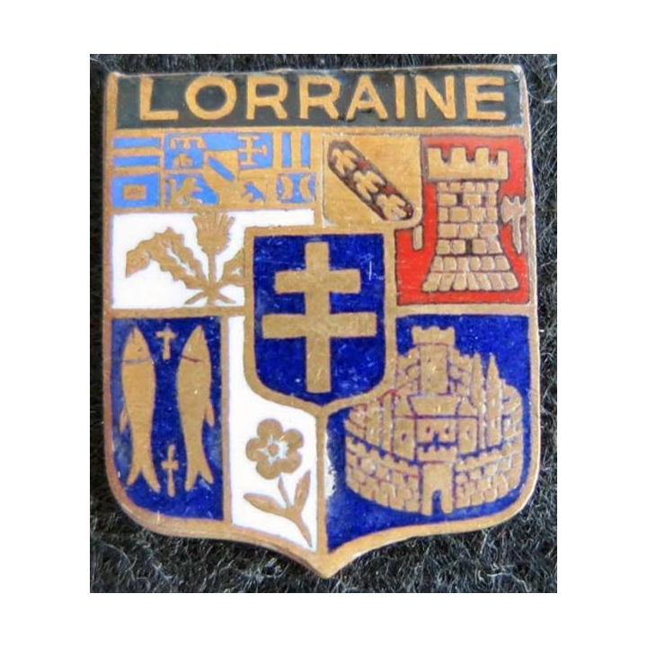 BLASON LORRAINE : insigne métallique ancien blason en émail de la Lorraine 26 x 22 mm