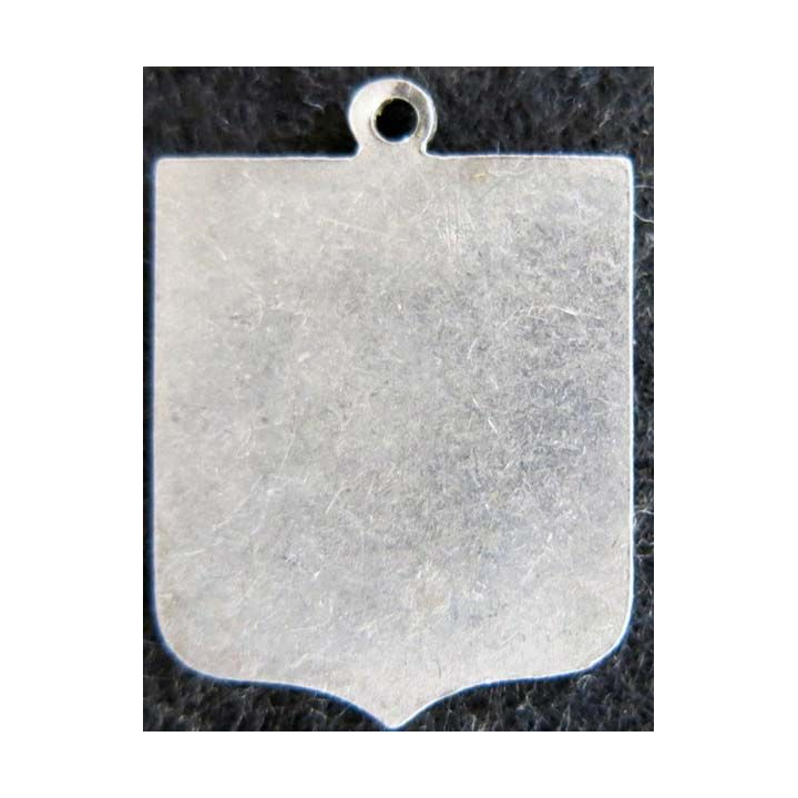 blason en  métal argenté de Saint Christophe 22 x 30 mm
