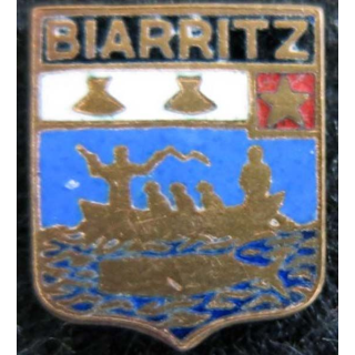 blason en émail de la ville de Biarritz 11 x 13 mm