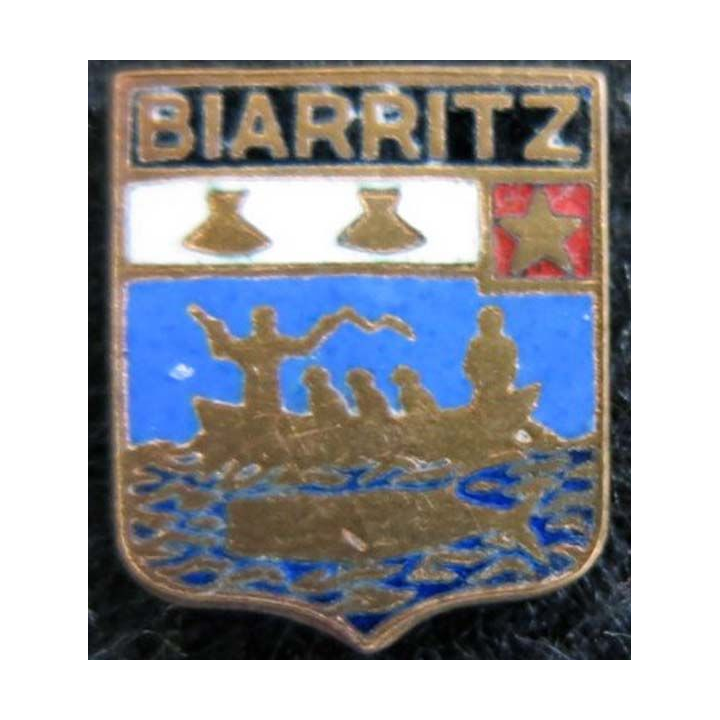 blason en émail de la ville de Biarritz 11 x 13 mm