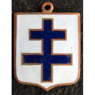 blason en émail croix de Lorraine 23 x 30 mm anneau suspension