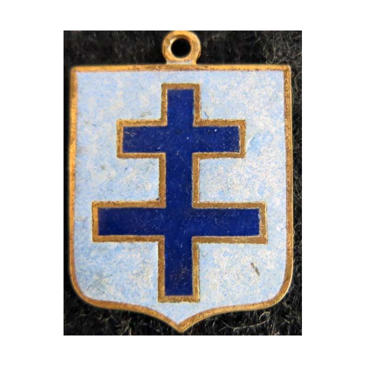 blason en émail croix de Lorraine 23 x 30 mm défaut d'émail
