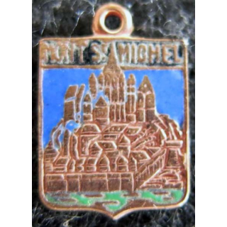 Blason en émail de la ville du Mont St Michel 11 x 16 mm cuivré