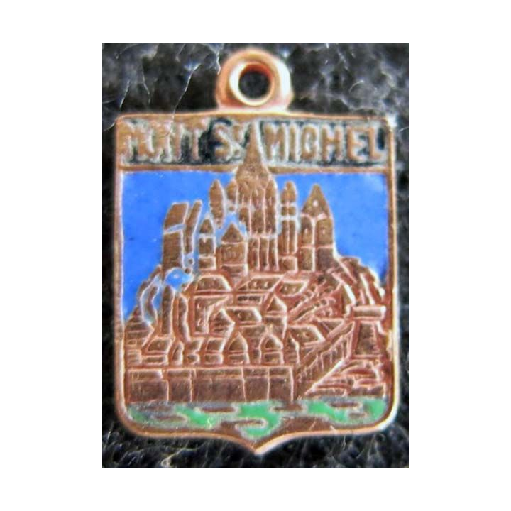 Blason en émail de la ville du Mont St Michel 11 x 16 mm cuivré