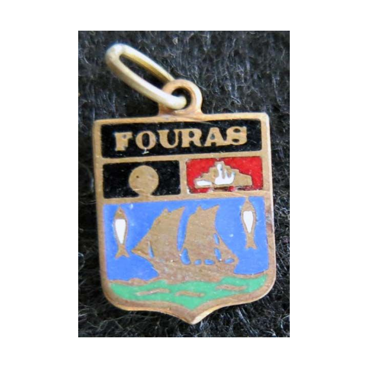 Blason en émail de la ville de Fouras 11 x 16 mm cuivré maillon