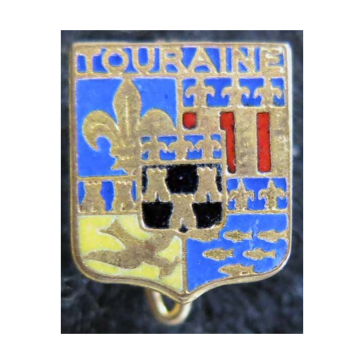 Blason en émail de la Touraine 11 x 14 mm avec épingle