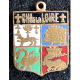 blason émail châteaux de la Loire 23 x 31 mm doré