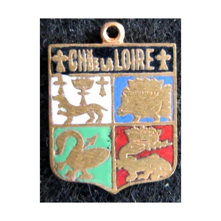 blason émail châteaux de la Loire 23 x 31 mm doré