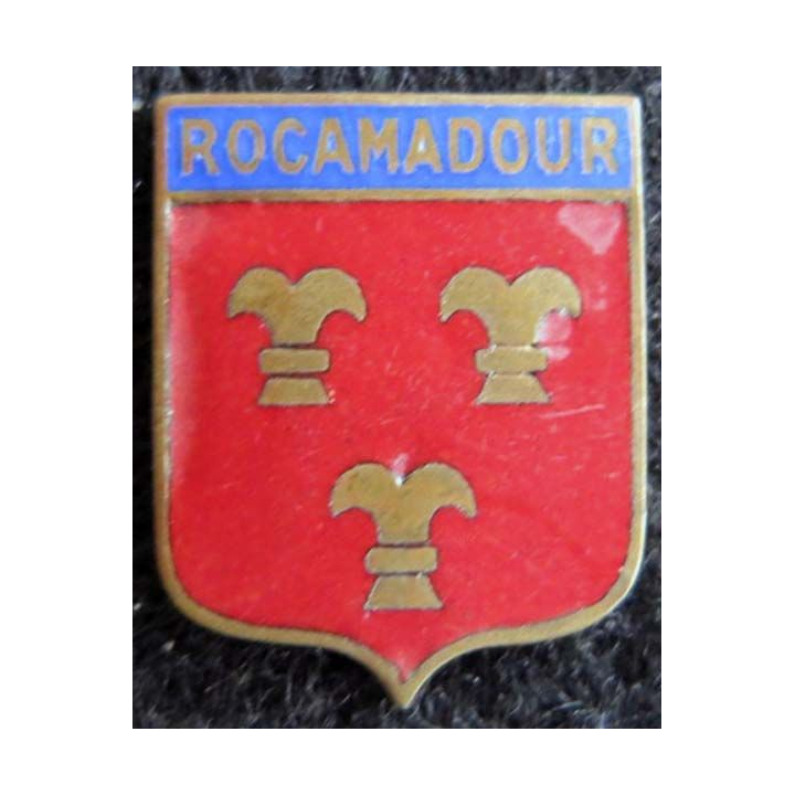  blason en émail de la ville de Rocamadour 18 x 22 mm
