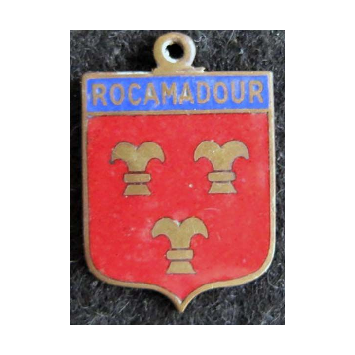 Blason en émail de la ville de Rocamadour 18 x 26 mm