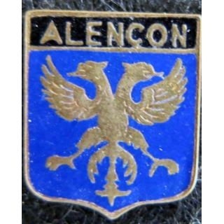 Blason en émail de la ville d'Alençon 11 x 13 mm doré