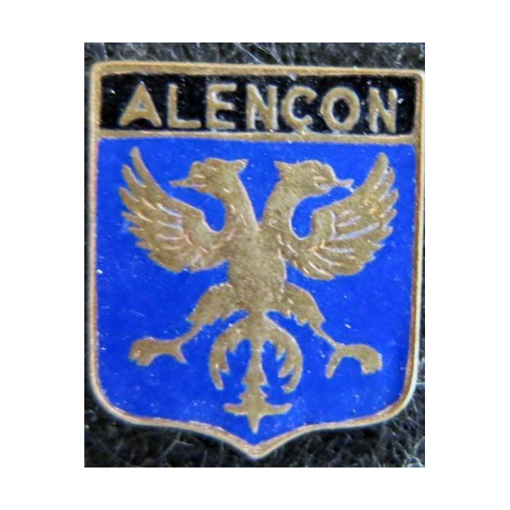 Blason en émail de la ville d'Alençon 11 x 13 mm doré