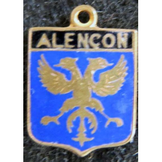 Blason en émail de la ville d'Alençon 11 x 16 mm doré