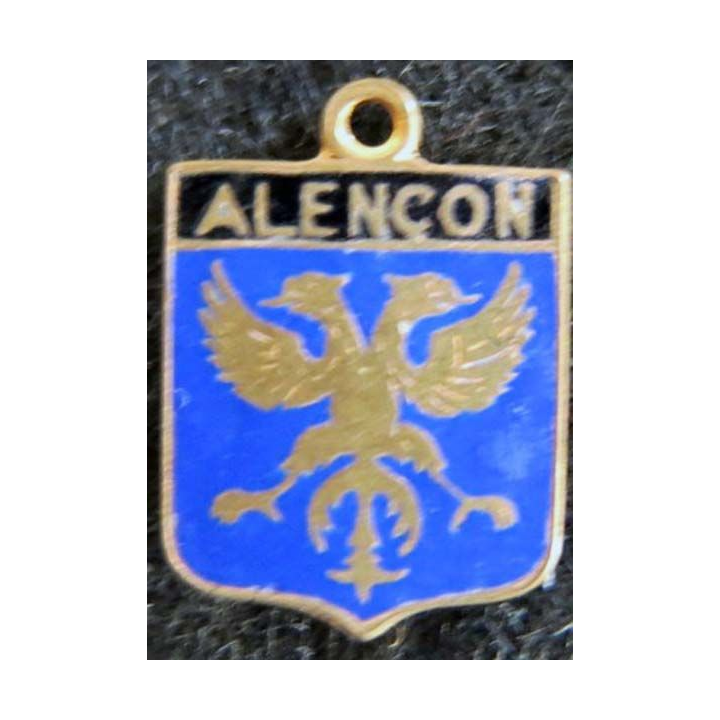Blason en émail de la ville d'Alençon 11 x 16 mm doré