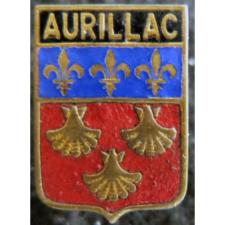 Blason en émail de la ville d'Aurillac 13 x 18 mm épingle
