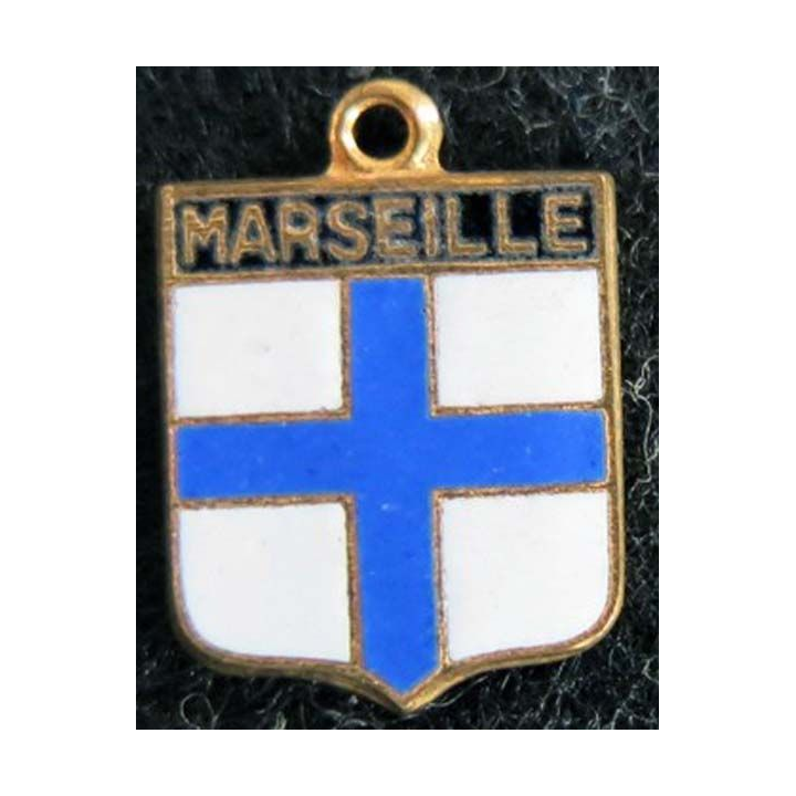 Blason en émail de la ville de Marseille 12 x 16 mm anneau